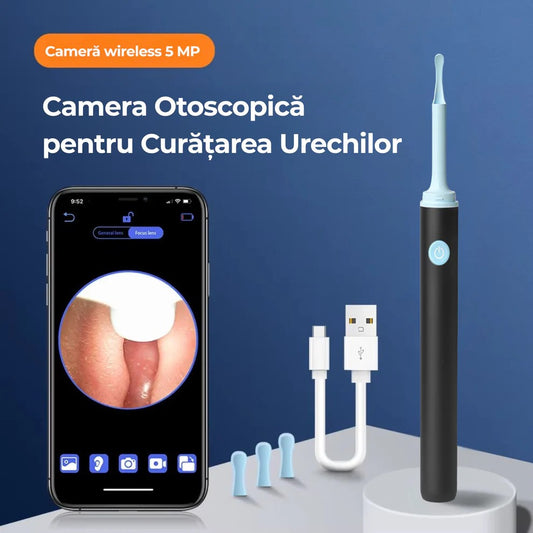 Aparat pentru curatarea urechilor cu camera HD 1080P, compatibil iOS & Android
